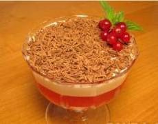 Dessert mit roten Johannisbeeren und Creme